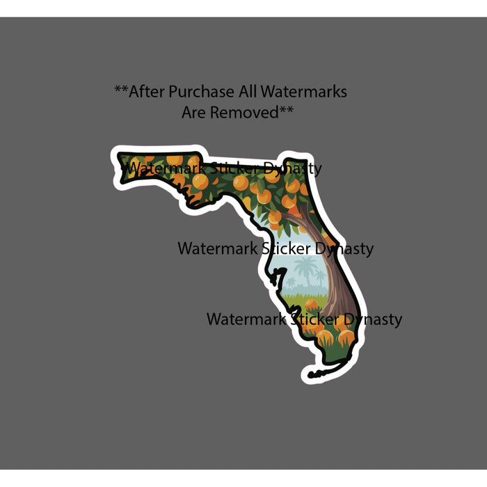 Florida Sticker Waterproof Decal Orange Trees Citrus Agriculture Juice Gift NEW