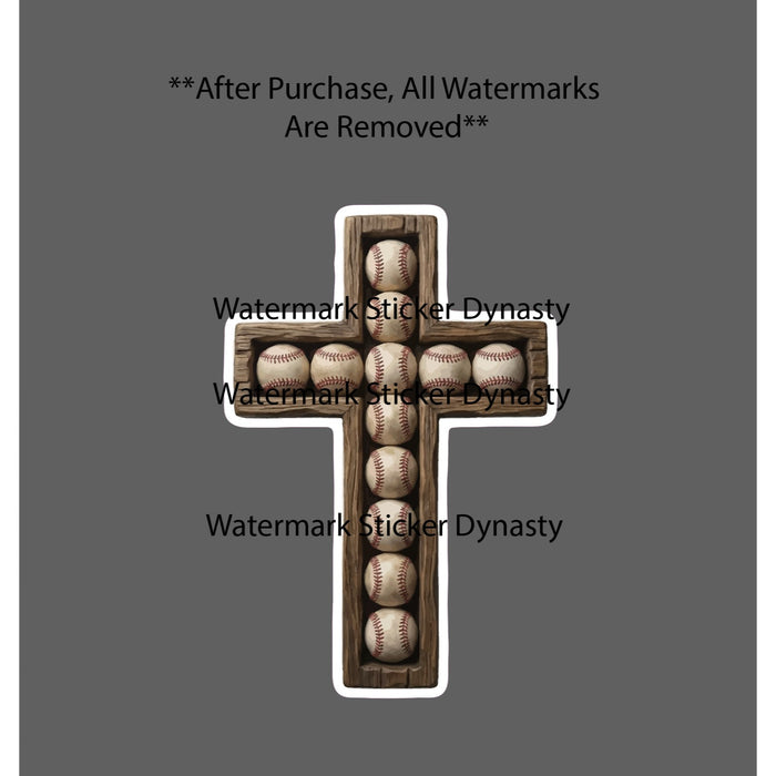 Baseball Cross Sticker Waterproof Decal Sports Jesus Faith Christian Gift NEW