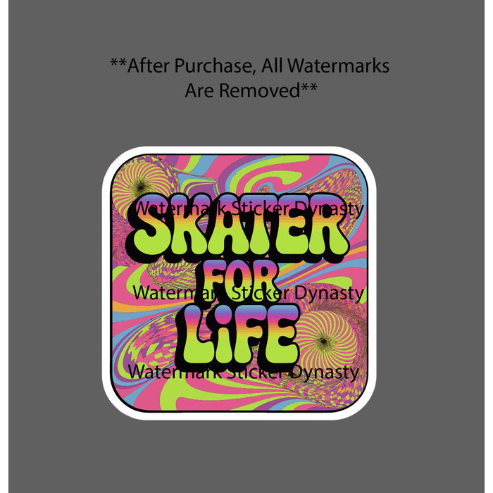 Skater For Life Sticker Waterproof Decal Trippy Abstract Sports Neon Gift NEW