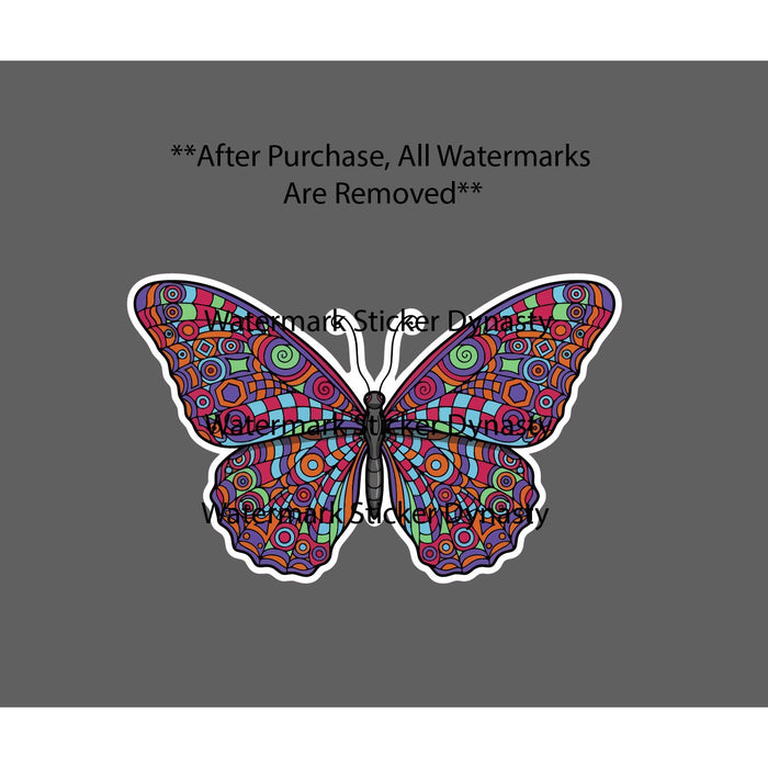 Butterfly Mosiac Sticker Waterproof Decal Pretty Ornate Shapes Cartoon Gift NEW