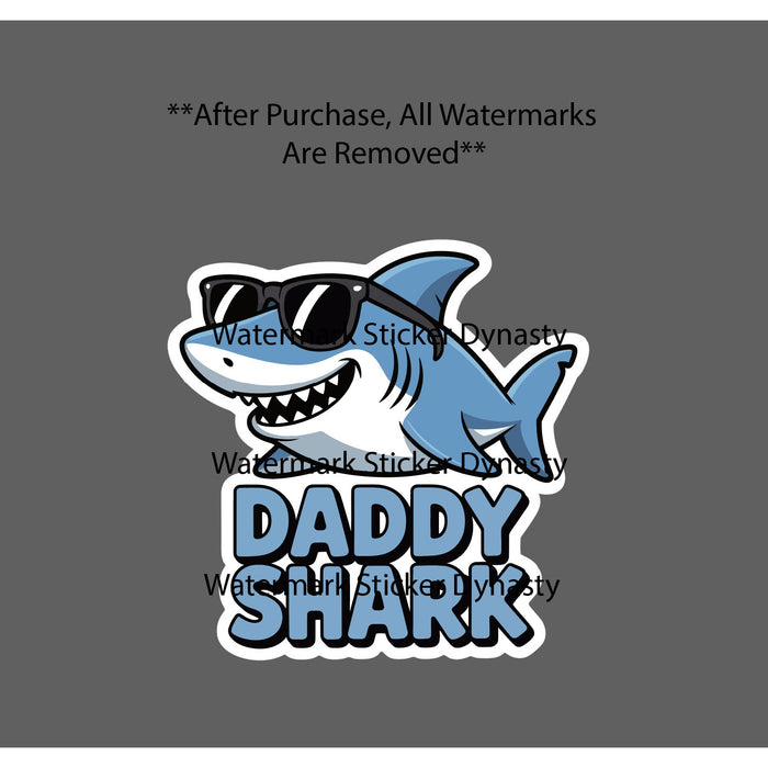 Daddy Shark Sticker Waterproof Decal Dad Father Ocean Beach Animal Gift NEW