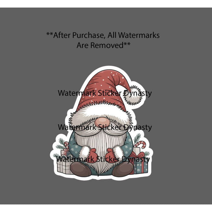 Christmas Gnome Sticker Waterproof Decal Festive Present Santa Hat Gift NEW
