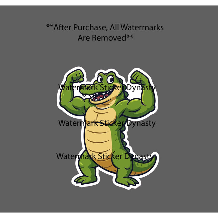 Alligator Flexing Sticker Waterproof Decal Cartoon Strong Gym Workout Gift NEW