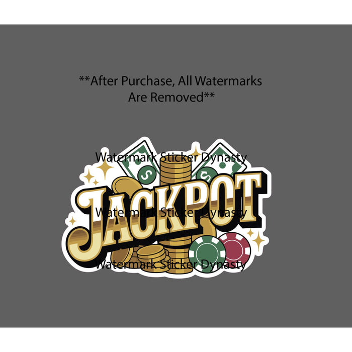 Jackpot Sticker Waterproof Decal Casino Chips Money Cash Gold Gift NEW