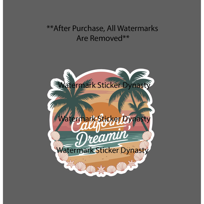 California Dreamin' Sticker Waterproof Decal Ocean Wave Surf Cali Gift NEW