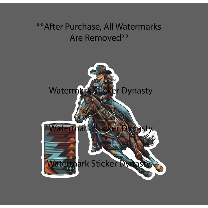 Barrel Racer Sticker Waterproof Decal Rodeo Country Western Turquoise Gift NEW