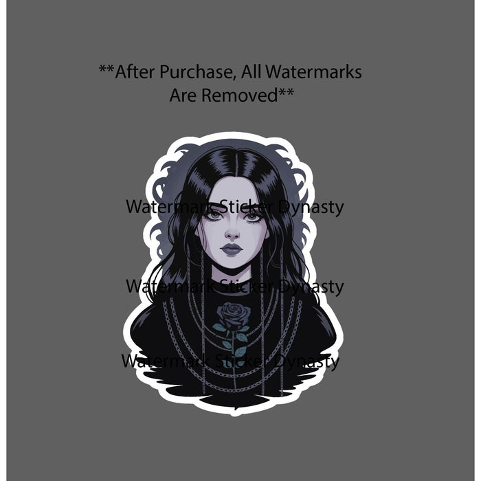 Goth Girl Sticker Waterproof Decal Alternative Style Black Horror Scary Gift NEW