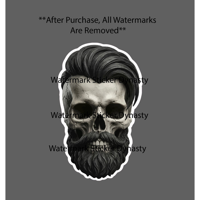 Bearded Skull Sticker Waterproof Decal Skeleton Bones Man Gift NEW