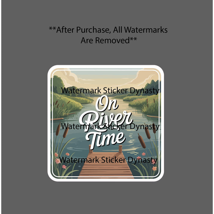 On River Time Sticker Waterproof Decal Quote Travel Vacation Summer Gift NEW