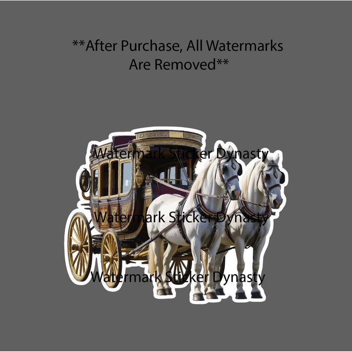 Stagecoach Sticker Waterproof Decal Horse Drawn Carriage Travel History Gift NEW