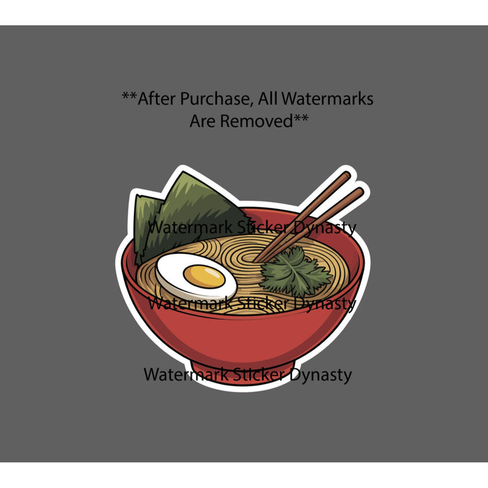 Ramen Bowl Sticker Waterproof Decal Noodles Food Egg Seaweed Gift NEW