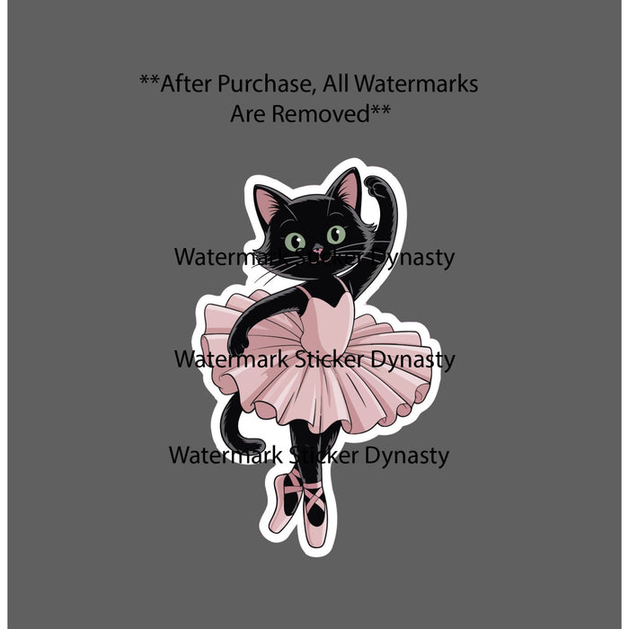 Ballerina Cat Sticker Waterproof Decal Tutu Pink Dance Black Cat Gift NEW