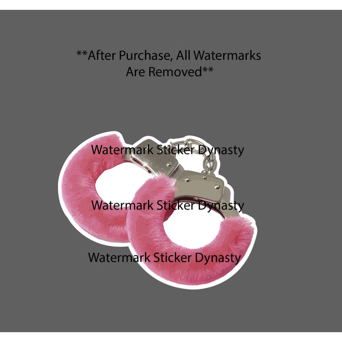 Pink Fuzzy Handcuffs Sticker Waterproof Decal Cute Cop Funny Police Gift NEW