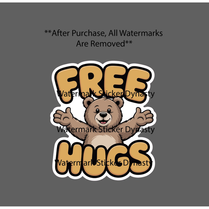 Free Hugs Sticker Waterproof Decal Teddy Bear Love Cute Quote Gift NEW