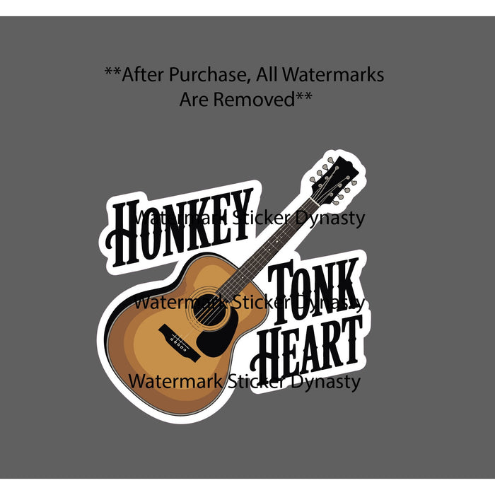 Honkey Tonk Heart Sticker Waterproof Decal Country Music Guitar Gift NEW