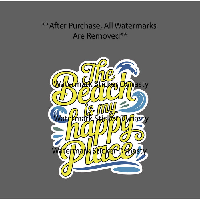 Beach Is My Happy Place Sticker Waterproof Decal Quote Ocean Wave Gift NEW