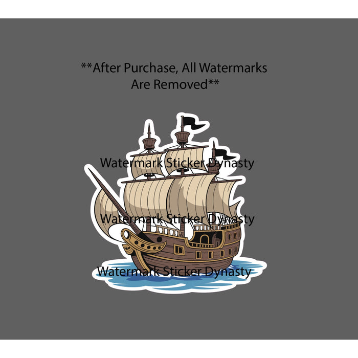 Pirate Ship Sticker Waterproof Decal Ocean Waves Travel Cartoon Gift NEW