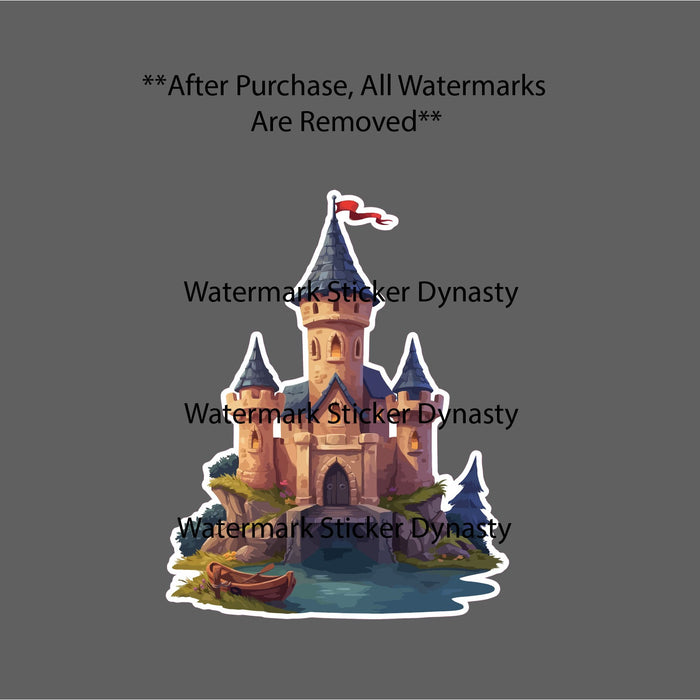 Castle Cartoon Sticker Waterproof Decal Fantasy Medieval Story King Gift NEW