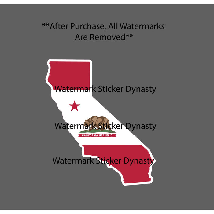 California Flag Sticker Waterproof Decal Cali Shape State Grizzly Bear Gift NEW