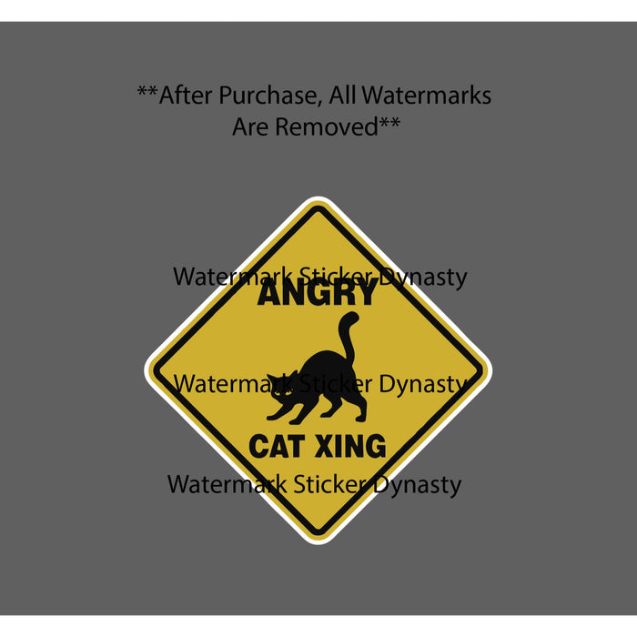 Angry Cat Crossing Sticker Waterproof Decal Caution Pet Animal Cats Gift NEW