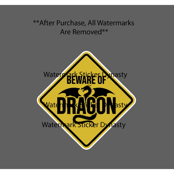Beware of Dragon Sticker Waterproof Decal Caution Warning Fantasy Book Gift NEW