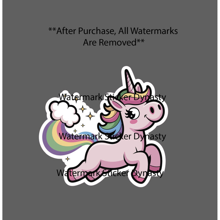 Pink Unicorn Sticker Waterproof Decal Rainbow Clouds Fantasy Book Movie Gift NEW