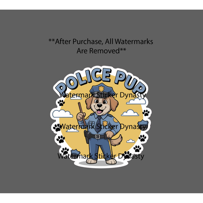 Police Pup Sticker Waterproof Decal Dog Animal Pet Work Cartoon Gift NEW