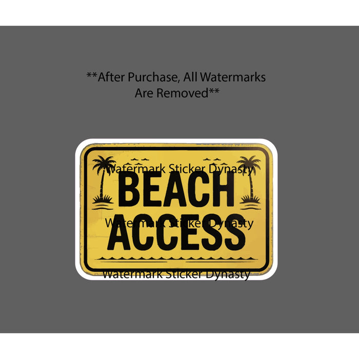 Beach Access Sticker Waterproof Decal Tropical Travel Sign Waves Palm Gift NEW