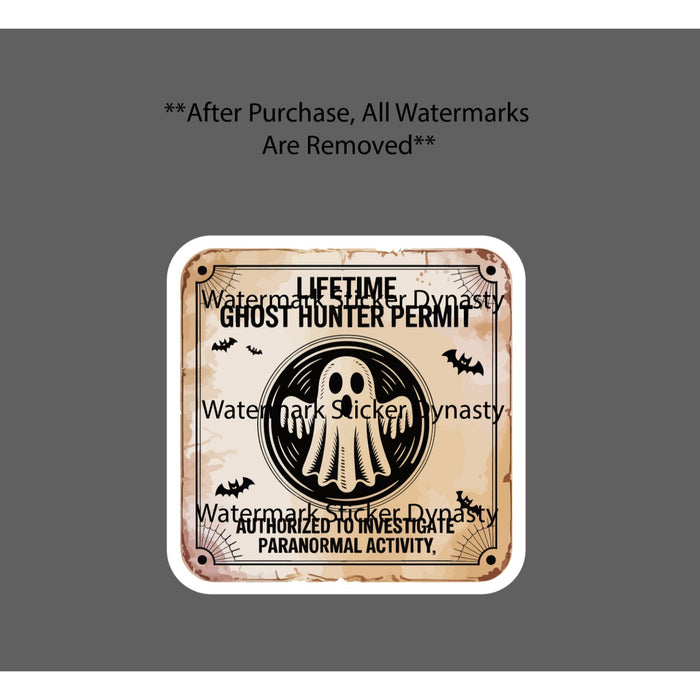 Ghost Hunter Permit Sticker Waterproof Decal Spooky Funny Humor Hunting Gift NEW