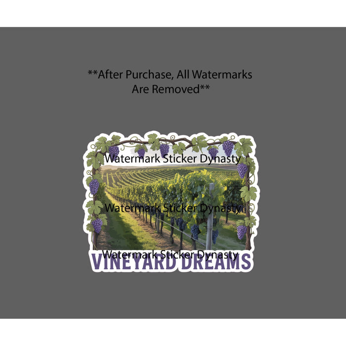 Vineyard Dreams Sticker Waterproof Decal Grapes Wine Outdoor Travel Gift NEW