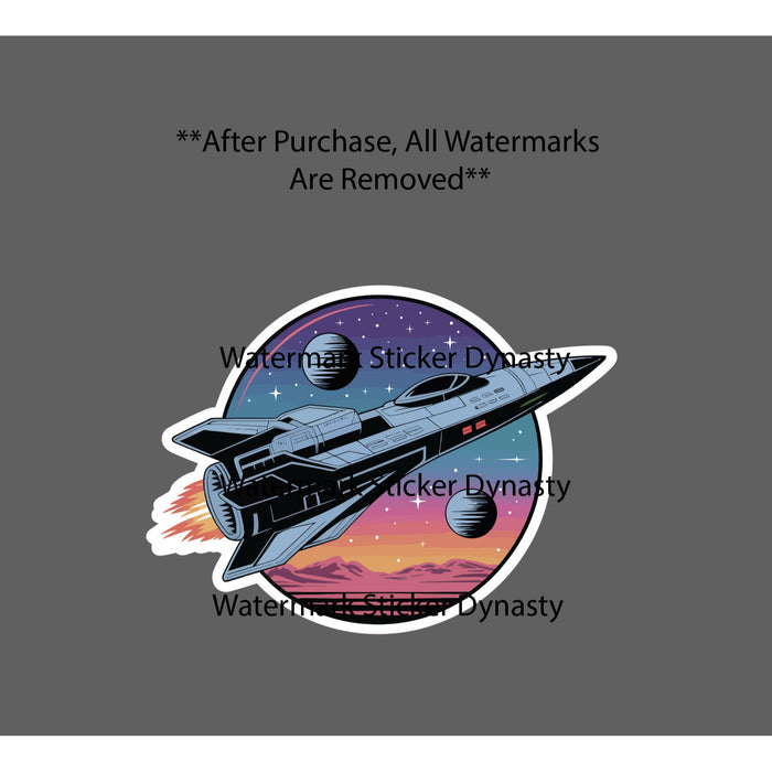 Spaceship Sticker Waterproof Decal Rocket Space Planet Stars Sci Fi Gift NEW