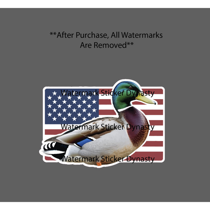 Mallard Duck Sticker Waterproof Decal Animal USA Flag Patriotic Hunting Gift NEW