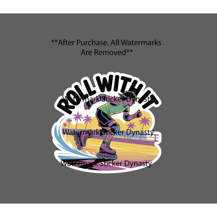 Rollerblade Sticker Waterproof Decal Retro Vintage Beach Skate Ocean Gift NEW
