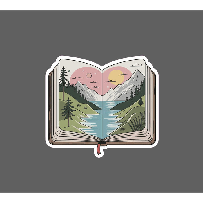 Book Outdoor Sticker Waterproof Decal Reading Mountain Nature Gift NEW