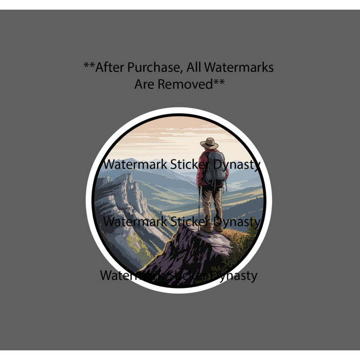 Hiker Sticker Waterproof Decal Mountain View Outdoor Travel Nature Gift NEW