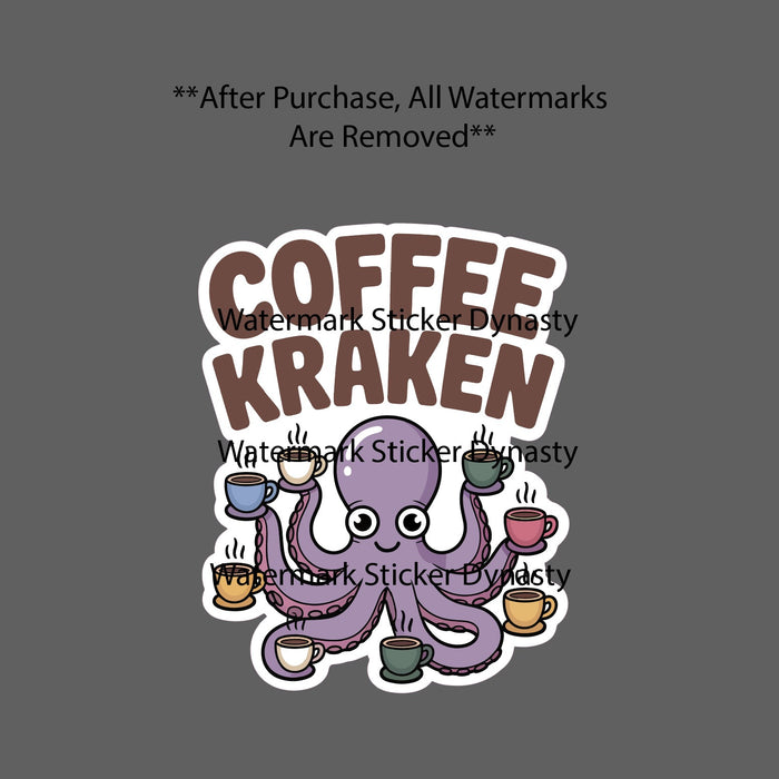 Coffee Kraken Sticker Waterproof Decal Octopus Caffeine Work Brew Gift NEW
