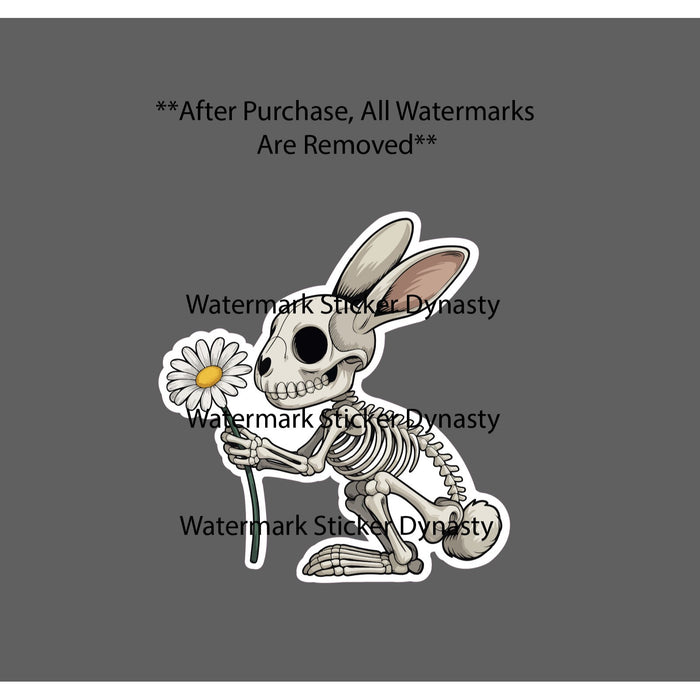 Rabbit Skeleton Sticker Waterproof Decal Flower Floral Bones Horror Gift NEW