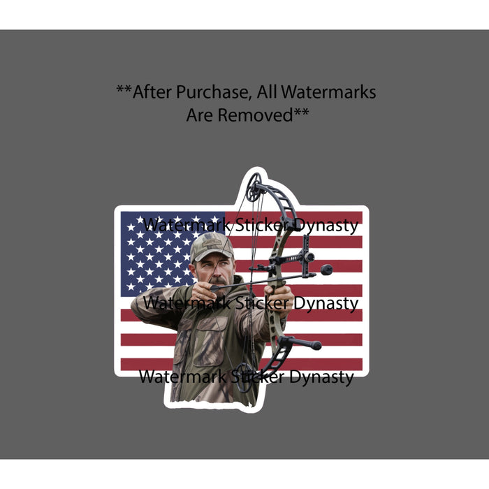 Bow Hunter Sticker Waterproof Decal USA Flag America Hunting Outdoor Gift NEW