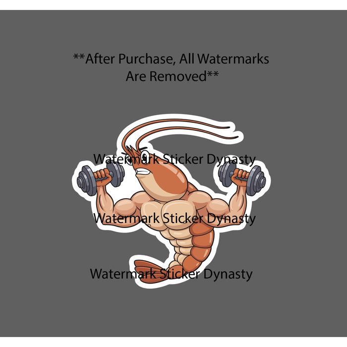 Gym Shrimp Sticker Waterproof Decal Lifting Weights Strong Strength Gift NEW