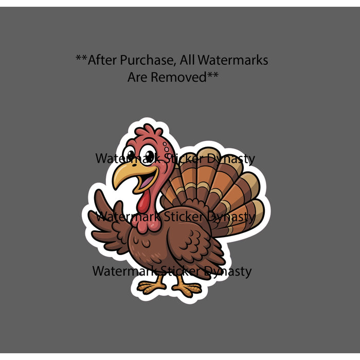 Turkey Sticker Waterproof Decal Cartoon Art Animal Waving Farm Kawaii Gift NEW