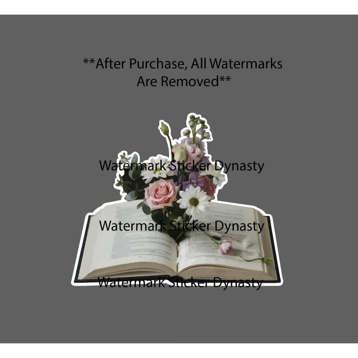 Book Flowers Sticker Waterproof Decal Floral Reader Reading Books Novel Gift NEW