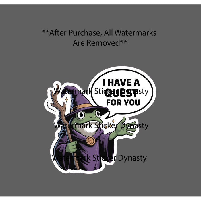 Frog Quest Sticker Waterproof Decal Wizard Magician Whimsical Fantasy Gift NEW