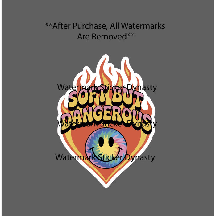 Soft But Dangerous Sticker Waterproof Decal Fire Flames Smiley Face Gift NEW