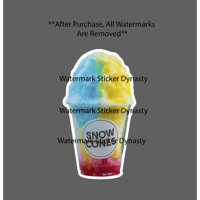 Snow Cone Sticker Waterproof Decal Stand Ice Food Dessert Travel Gift NEW