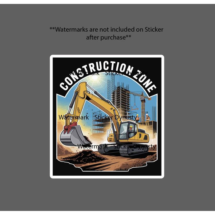 Construction Zone Sticker Waterproof Decal Excavator Blue Collar Work Gift NEW
