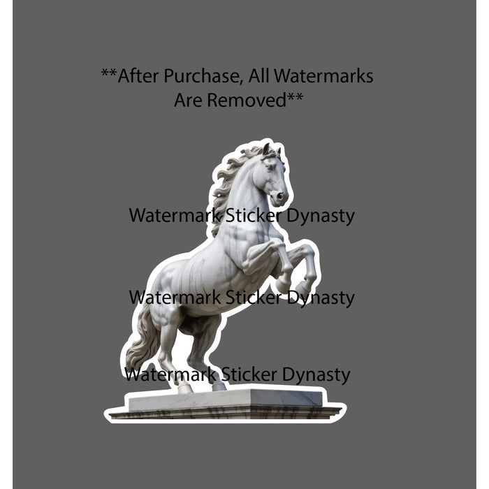 Horse Marble Statue Sticker Waterproof Decal Rearing Architecture Art Gift NEW