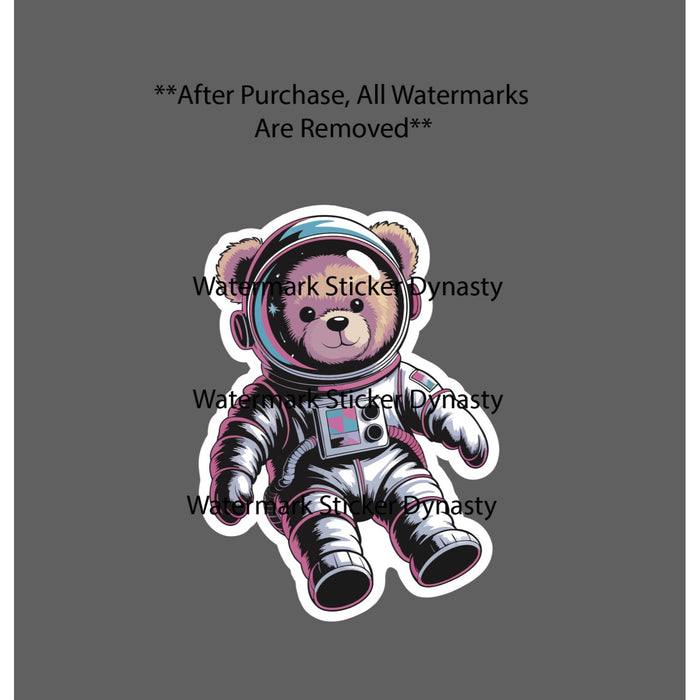 Teddy Bear Astronaut Sticker Waterproof Decal Space Travel Spacesuit Gift NEW
