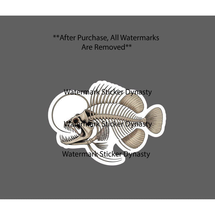 Angler Fish Skeleton Sticker Waterproof Decal Bones Ocean Deep Sea Gift NEW