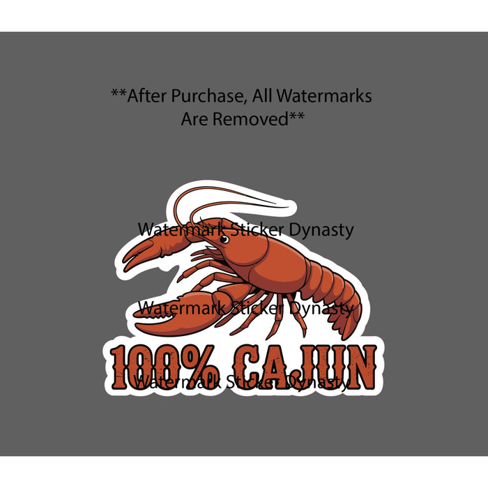 100% Cajun Sticker Waterproof Decal Louisiana Crawfish Crawdad Gift NEW