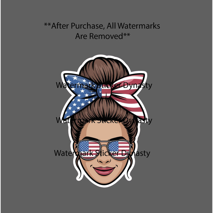 USA Girl Sticker Waterproof Decal American Flag Bow Sunglasses Summer Gift NEW